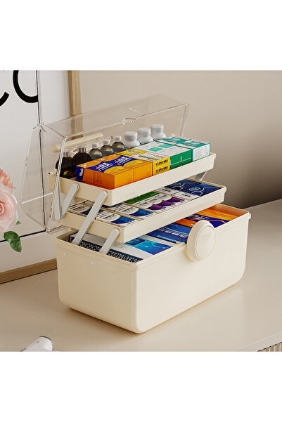 Generic Medicine Box Plastic Medicine Storage Box Family Emergency Kit Medical Kit 3 Layers Home First Aid B