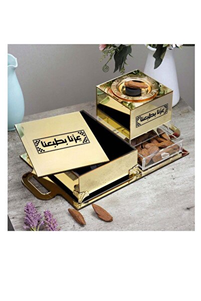 Story of candle National Day Gold Mirror Incense Burner Set with Storage Box & Tray