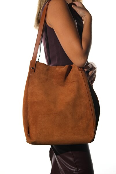 LuviShoes Alfred Tan Genuine Leather Suede Women's Shoulder Bag