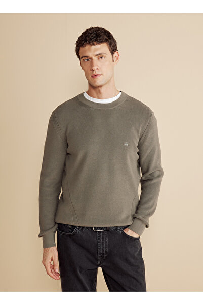 BROOKS BROTHERS Bisiklet Yaka Standart Haki Erkek Kazak BBFW25MKL013