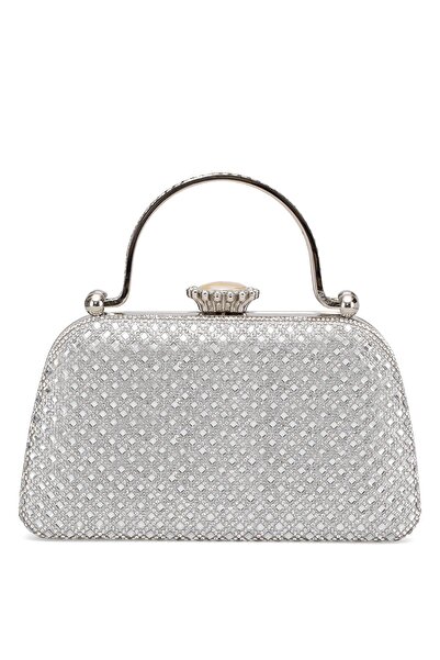 Guja 25Kc1289 Women's Stone Box Evening Dress Bag Silver