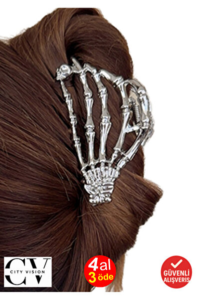 cityvision Skeleton Hand Designed Metal Hairpin Silver Color 9 cm – Rock & Go...
