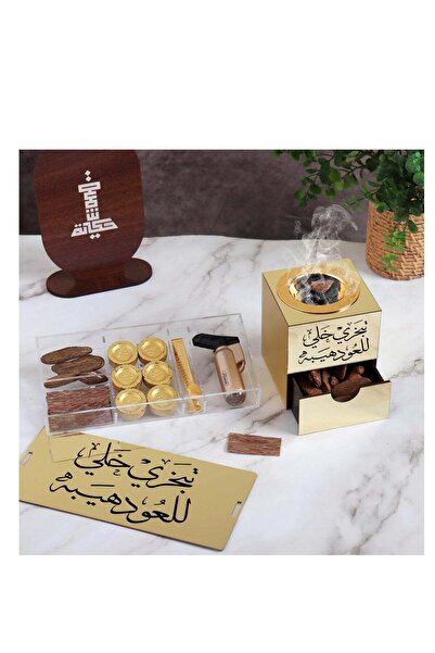 Story of candle Incense Burner Set with Storage Box (engraved phrase) with Moroccan stick, Vietnamese oud, lighter a