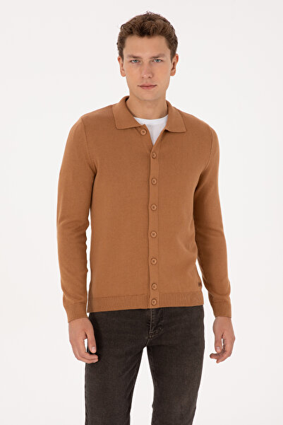 U.S. Polo Assn. Men's Camel Basic Knitwear Cardigan 50313690-Vr233