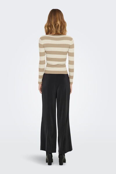 JDY Γυναικείο πλεκτό πουλόβερ με στρογγυλή λαιμόκοψη και μακριά μανίκια