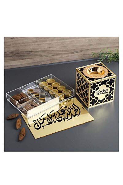 Story of candle مبخرة بخور مع صندوق,لوازم التبخير والمسك ،بعبارة"الحمد لله عل...