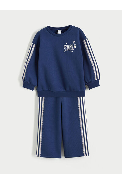 LC Waikiki Printed Girls' Sweatshirt and Sweatpants