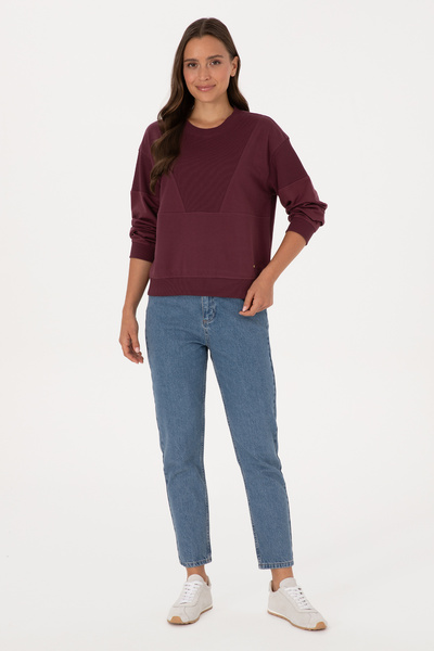 U.S. Polo Assn. Women's Burgundy Cotton Crew Neck Sweatshirt 50314170-Vr177