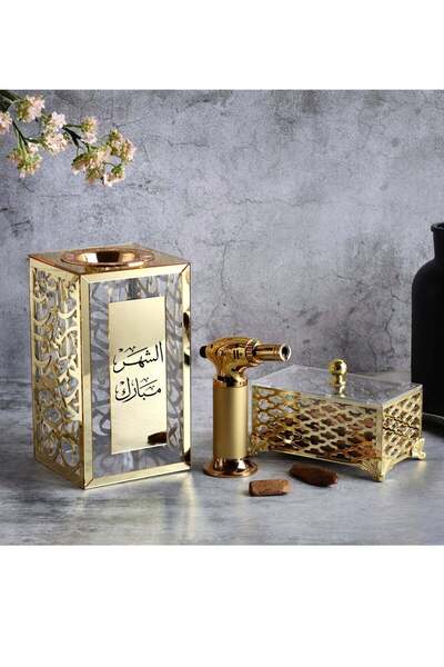 Story of candle مبخرة مع صندوق لحفظ البخور وللتخزين تأتي بعبارة "الشهر مبارك"...