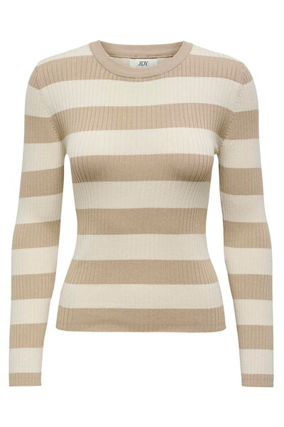 JDY Γυναικείο πλεκτό πουλόβερ με στρογγυλή λαιμόκοψη και μακριά μανίκια