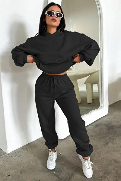 YAKAMEL Γυναικείο σετ φόρμας oversize με ελαστικό τελείωμα στα μπατζάκια και ...