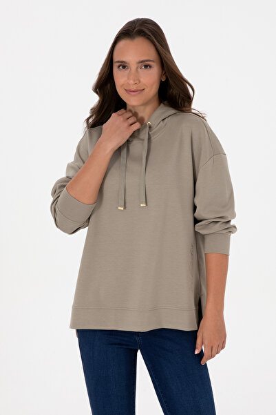 U.S. Polo Assn. Women's Light Khaki Modal Blend Hooded Sweatshirt 50313561-Vr183