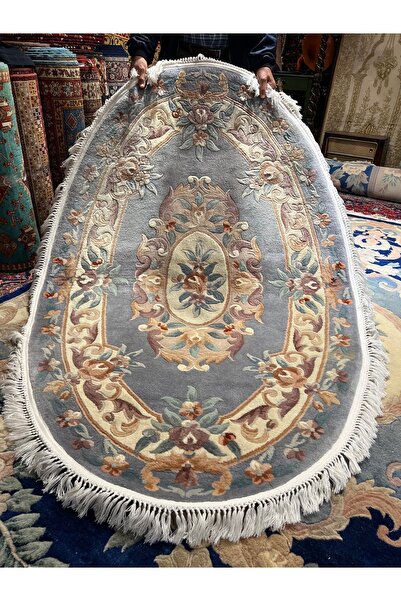 RD RAMAZAN DAĞ EL HALI SANATI El Dokuma Kabartmalı Oval Çin Halısı Ebat 185x123