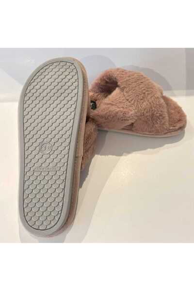 GEZER PELUŞ ÇAPRAZ BANTLI RAHAT TABAN KIŞLIK EV VE MİSAFİR TERLİĞİ