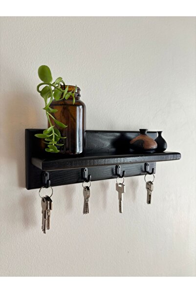 Marghe Ahşap Raf & Anahtar Askılığı – Pinterest Design, Duvara Monte, 4 Kanca...