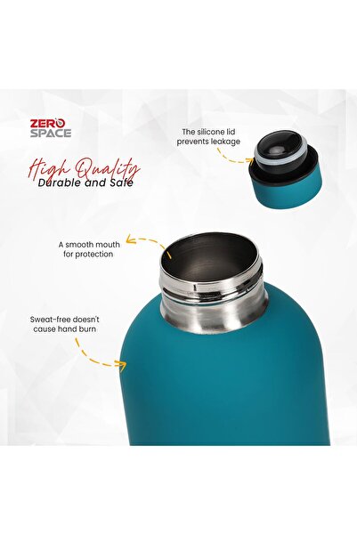 Generic ZeroSpace Stainless Steel Water Bottle, 750ml Double Wall Insulated (Ocean Blue)