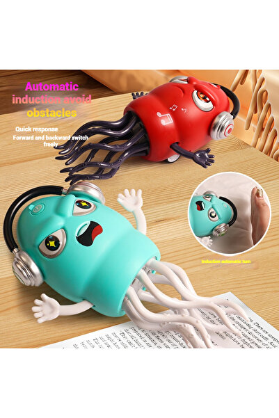 LIXADA 1 pcs Yellow Dancing Octopus Auto-Obstacle Avoidance Angry Octopus Sound & Light Stress Relief Toy