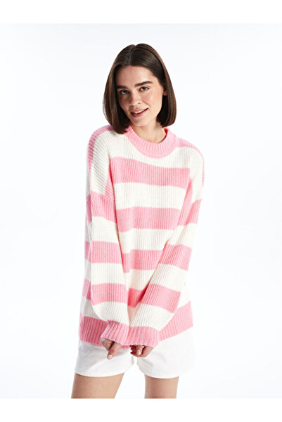 LC Waikiki Crew Neck Color Blocked Long Sleeve Women's Knitwear Sweater