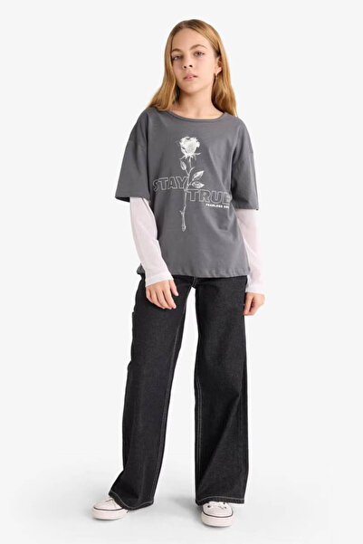 DeFacto Дънки с широки крачоли за момичета G2447A8/Bk27