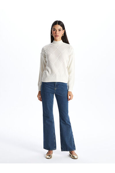 LC Waikiki Half Turtleneck Self Patterned Long Sleeve Women's Knitwear Sweater