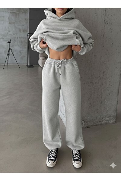 Patreon Lastik Paça 3 Thread Fleece-Lined Oversized Sweatpants