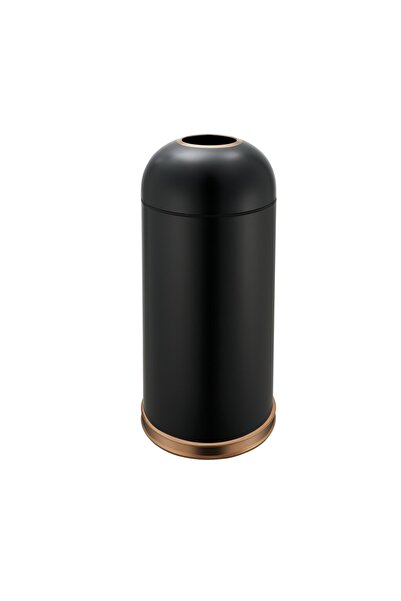SMASH DESIGN LUXURY BINS Decorative Trash Can without Lid, Black PRH-110UA25, Gold Base & Upper Ring, 100L