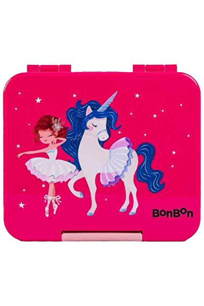 BONBON - صندوق غداء إيليت ميني مانع للتسرب بأربع حجرات - يونيكورن وراقصة باليه
