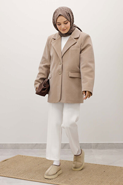 Tesettür Dünyası Double Button Alpaca Fox Jacket Tsd250244 Mink