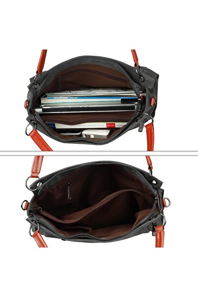 iCozzier Canvas Tote Shoulder Bag - Large Vintage Multi-Pocket Hobo Crossbody - Grey