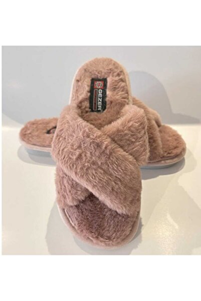 GEZER PELUŞ ÇAPRAZ BANTLI RAHAT TABAN KIŞLIK EV VE MİSAFİR TERLİĞİ