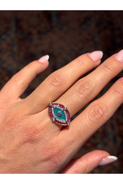 mysteriajewelry Mistik Nazar Ayarlanabilir Çelik Yüzük