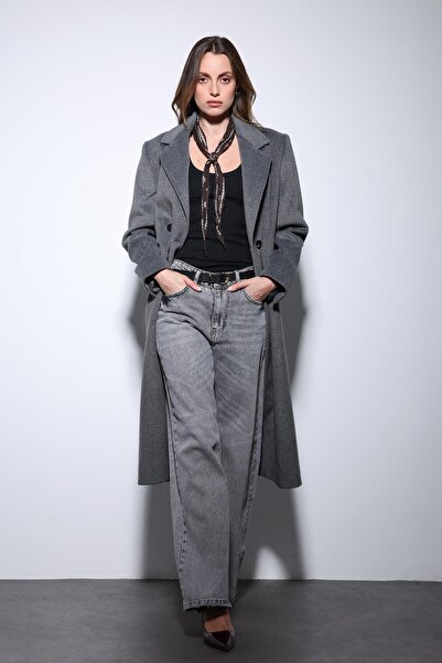 Antioch Anthracite Wool Blend Double-Breasted Women's Coat