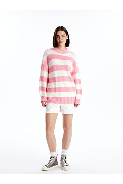 LC Waikiki Crew Neck Color Blocked Long Sleeve Women's Knitwear Sweater