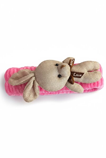 TAKIŞTIR Fuchsia and Beige Color Rabbit Figured Plush Hair Band