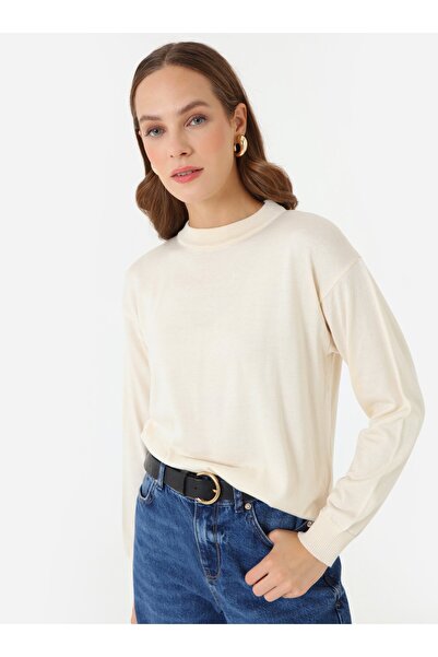 Refka Soft Knitted Basic Sweater - Cream -