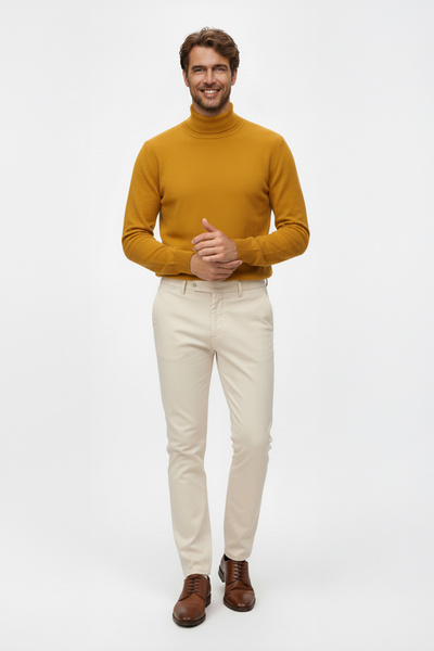 Pulltonic Erkek Balıkçı Yaka Düz Kazak | %70 Kaşmir