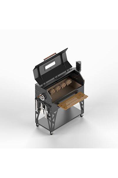 Canszen Zerron Ateş Tuğlalı Bahçe Mangal Barbekü | Manuel Piliç Çevirme Özell...