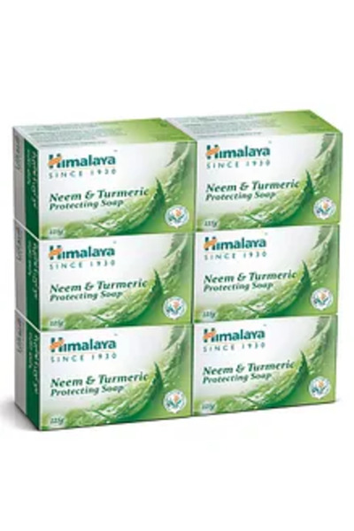Himalaya Neem & Turmeric Soap 6-Pack, Antibacterial Skin Protection, 125g Each
