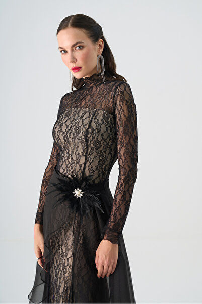 Dizayn Ella Dantel Detaylı Uzun Takım EL-4458