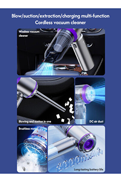 Generic Wireless Car Vacuum Cleaner and Air Duster 16000pa Handheld Vacuum Air Blow Powerful Brushless Motor