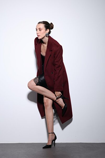 Antioch Burgundy Wool Blend Double-Breasted Women's Coat