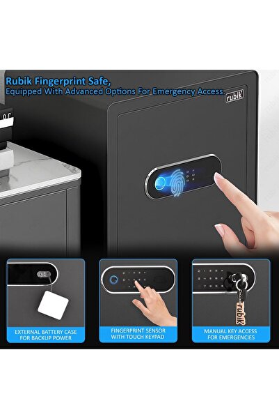 RUBIK Biometric Fingerprint Safe Box RB-AM55 (55x40x34cm) White