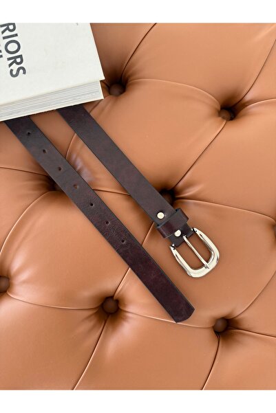 coaksco Women's Noir Rustic Burgundy Color Silver Buckle Belt