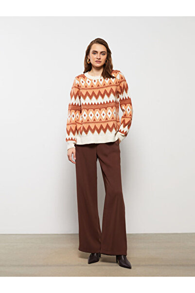 LC Waikiki Crew Neck Patterned Long Sleeve Women's Knitwear Sweater