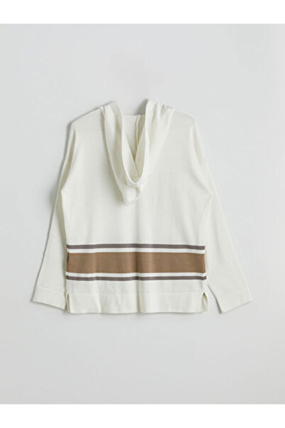 LC Waikiki Hooded Color Block Oversize Women's Knitwear Sweater