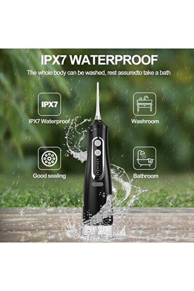 Annmiir Water Dental Flosser Professional Irrigator - 8 Tips, 4 Modes, 310mL, IPX7 (Black)
