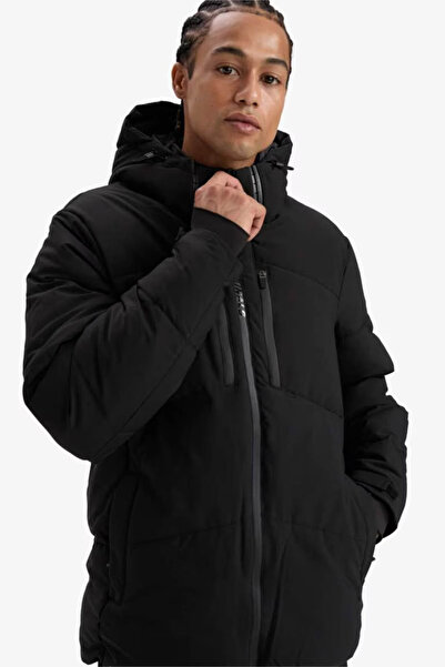 DeFacto Water Repellent Windproof S Slim Fit Winter Black Men's Coat A3519Ax/Bk81