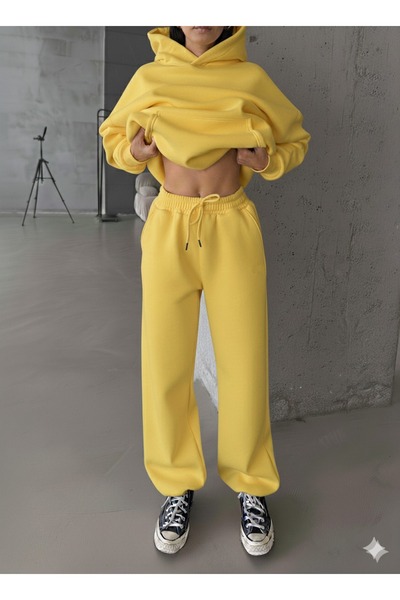 Patreon Lastik Paça 3 Thread Fleece-Lined Oversized Sweatpants