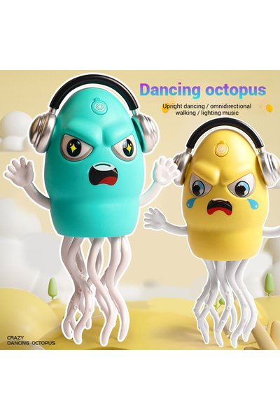 LIXADA 1 pcs Yellow Dancing Octopus Auto-Obstacle Avoidance Angry Octopus Sound & Light Stress Relief Toy