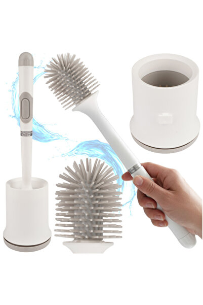 zola Toilet brush with solution reservoir in the handle, liquid release when pressed, silicone bristles